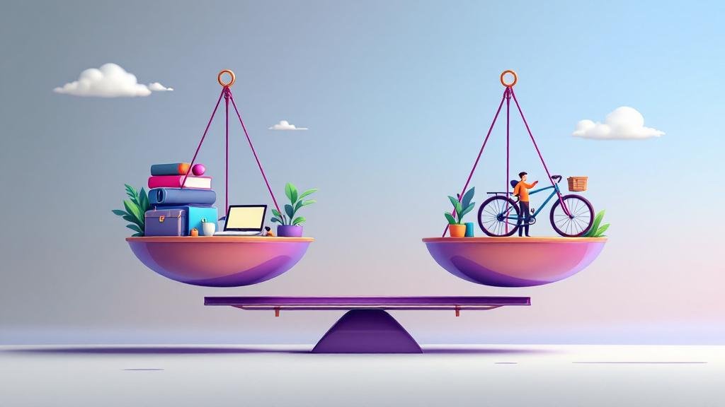 modern productivity concept illustrated by a scale showing work-life balance